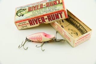 Vintage Heddon River Runt Spook Glow Antique Fishing Lure in Box JJ3