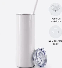 20oz  Maars Skinny White Sublimation Tumbler Slider Lid Vacuum Insulated