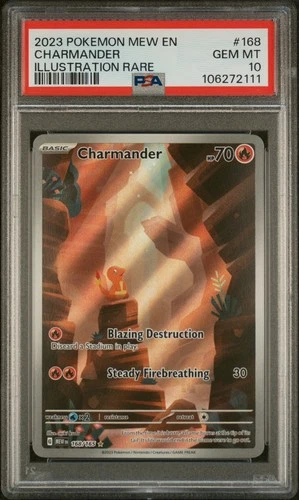Charmander 168/165 Pokemon Scarlet & Violet - 151 Illustration Rare PSA 10
