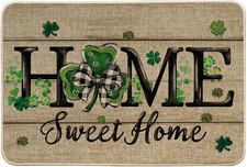 Wood Shamrock Home Sweet Home St. Patrick'S Day Doormat, Home Decor Low-Profile