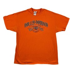 Harley-Davidson Shirt Mens XL Live Free Ride Free Orange USA Made 2000s Biker