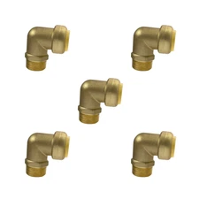 5 Pack XFITTING 1" Push Fit x 1" Male NPT Threaded Elbow, Lead Free Brass