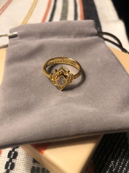 Alternate view of Gold Plated Sterling Silver F$&@ Begin Again Inscribed Lotus Ring Size