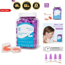 Slim Size Foam Ear Plugs for Small Ear Canals Women, Kids, 100 Pairs, 35dB SN...