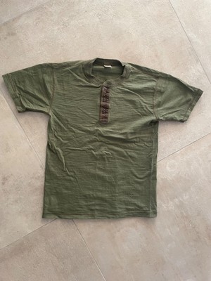 Buzz Rickson's Loopwheeled Slub Yarn Henley Neck T-Shirt M Olive