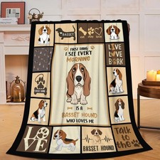 Basset Throw Blanket Soft Plush Fleece Dog Animal Bedding Cozy 40x50 Inch