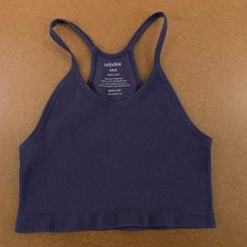 Ododos Womens Size XS/S Navy Blue Seamless Ribbed Rracerback Crop Tank Top New