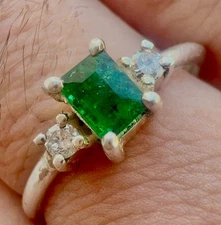 Beautiful natural rare emerald ring with moissanite | Untreated Natural