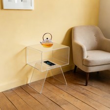 Acrylic Side Table 22.05 lbs, Modern Clear Nightstand, End Table for Living Room
