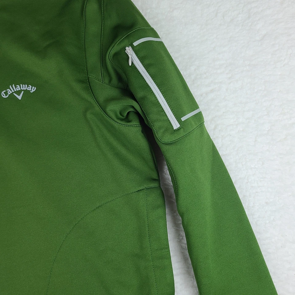 Callaway 毛衣男式中号绿色纯色四分之一拉链性能科技高尔夫 — 第 2/4 张图片