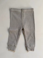 Quincy Mae Ribbed Leggings 3-6 Months Brown Natural Stripe Organic Cotton