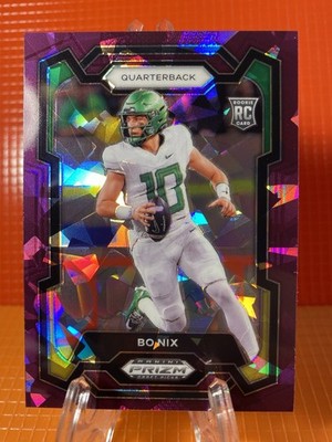 Bo Nix 2024 Panini Purple Prizm Holo   Broken Ice 149/(RC) On Front #105