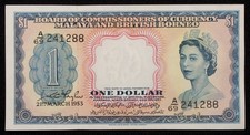 Malaya and British Borneo 1 Dollar 1953 P-1 (M1912) - BA-B