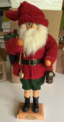 Grandeur Noel - 17'' Fabric Wooden Santa Nutcracker w/Sack of toy Watch & Lantern