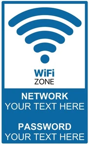 Personalised Custom Wifi Zone Free Wifi Notice Self Adhesive Vinyl Sticker