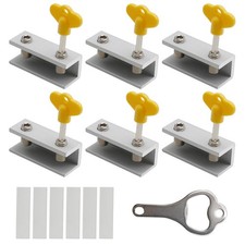 6 PCS Silver Window Locks With Key Adjustable Security Sliding Child Safe