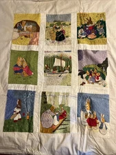 Vintage Beatrix Potter Peter Rabbit Duvet Coverlet Baby Blanket Heavy Embroidery