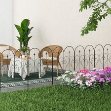 Garden Fencing Panels, 32in x 10ft Flower Bed Border Edging Animal, Metal