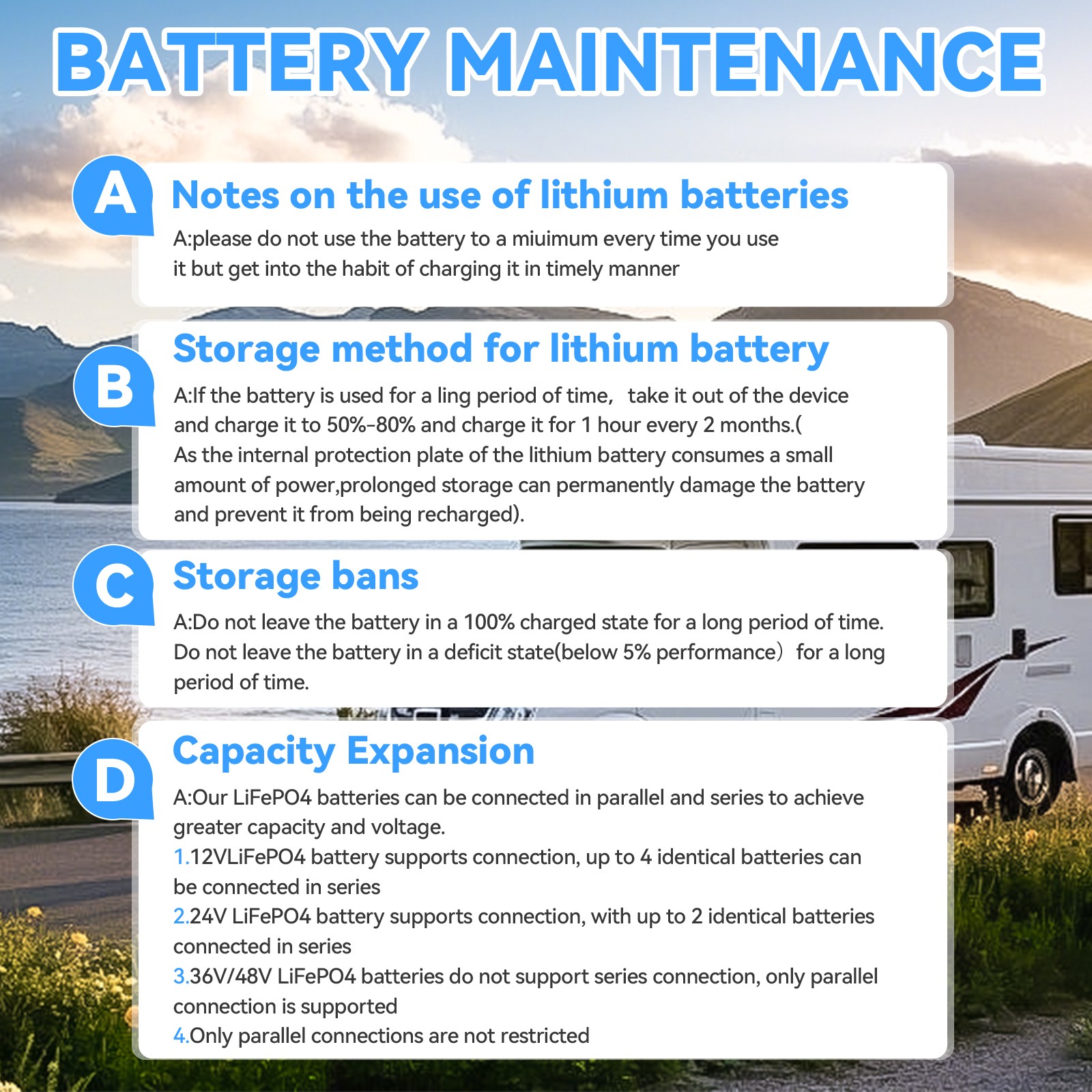 LiFePO4 12V 600Ah Lithium Battery BMS Deep Cycles Solar Marine RV Household Tool