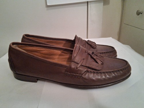 Salvatore Ferragamo Shoes Mens 12 EE Brown Tassel Kilted Loafers Made Italy - Picture 2 of 18