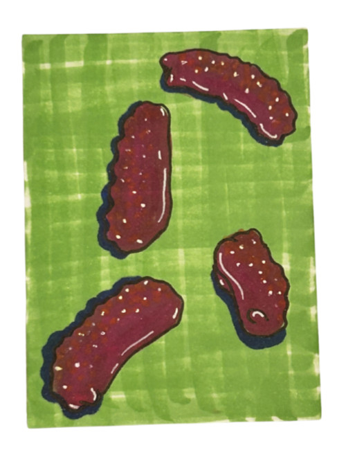 ACEO Original Art Abstract Purple Slime Guys OOAK by Kazzerit