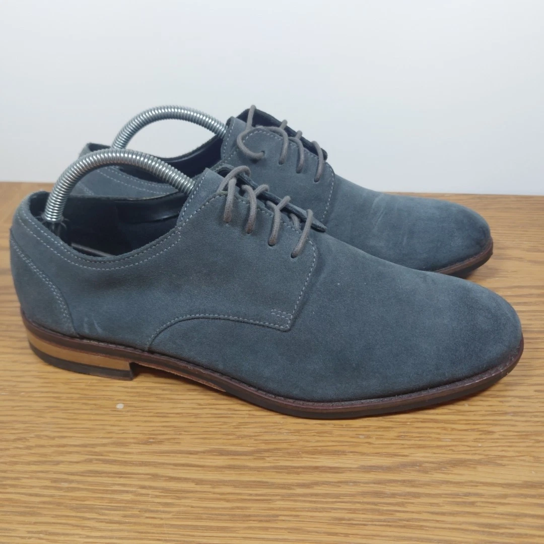 Scarpe formali uomo Clarks Cushion più Oxford in pelle scamosciata blu taglia UK 8G