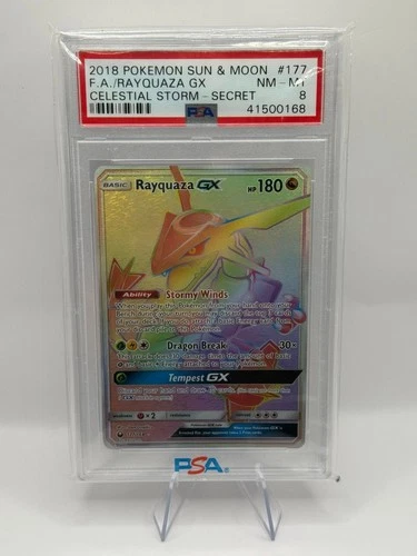 POKEMON RAYQUAZA GX CELESTIAL STORM SECRET 177 PSA 8 INVEST