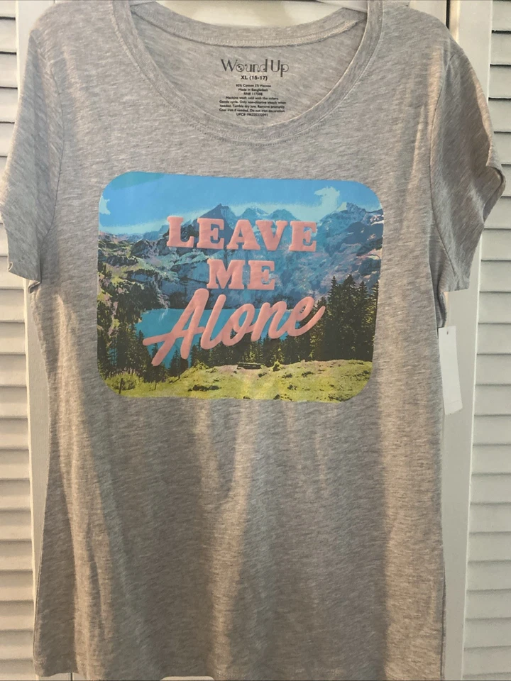 Ladie’s Wound Up “LEAVE ME ALONE” Wilderness T-Shirt-XL (15-17) Juniors - Image 1 of 1
