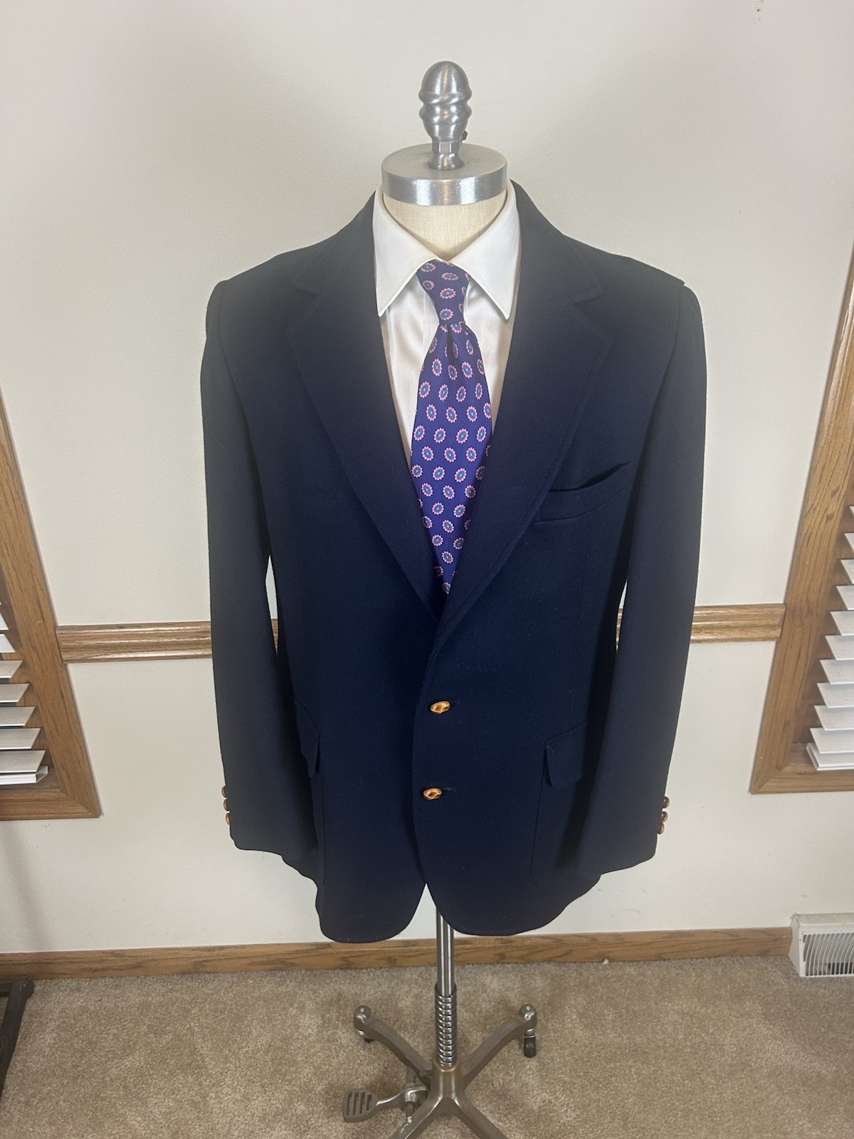 VINTAGE PENDLETON 100% WOOL NAVY BLUE PATCH POCKE… - image 2