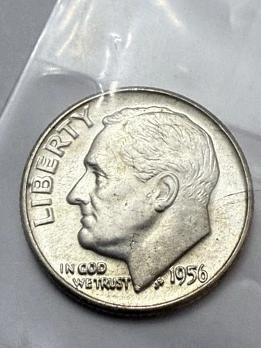 1956 D Roosevelt Dime 90% Silver US Coin UNCIRCULATED #39