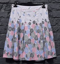 MAINE White Pleated Skirt With Colourful Floral Pattern Size 14 UK Knee Length