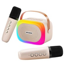 Mini macchina karaoke portatile con 2 microfoni wireless altoparlante bluetooth RGB 