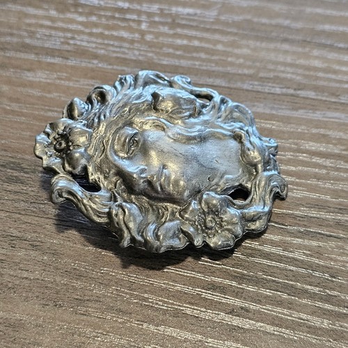 Broche figurativo perfil mujer plata Art Nouveau vintage - Imagen 5 de 7