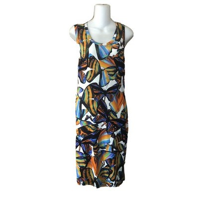 NWT Alba Moda Women s Size US 10 UK 16R Multicolor Butterfly Midi Tank Dress