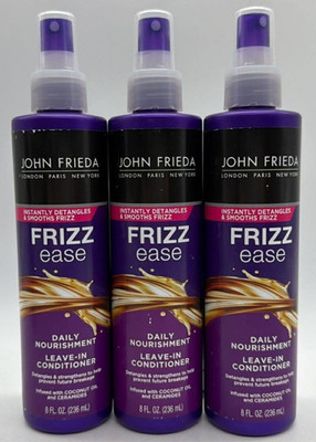 3PK John Frieda Frizz Ease Daily Leave in Conditioner ~ 8 FL OZ EA ~ NEW ~ READ