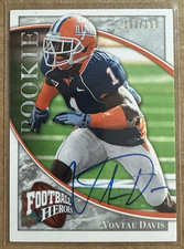 2009 Upper Deck Football Heroes Silver 199/199 Vontae Davis #172 Auto Bookend