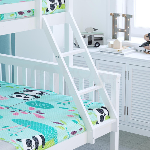 Triple Sleeper Bunk Bed Solid Wooden Frame Kids Double & Single 4FT6 3FT White - Picture 3 of 8