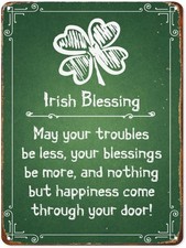 Shamrocks Clovers Irish Blessing Tin Metal Signs Home D cor St Patricks Day Art