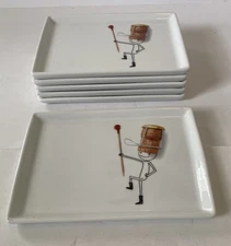 Crate & Barrel ~ CB2 Oliver CHAMPAGNE CORK 2014 Rectangle Appetizwe Plate ~ 6.5"