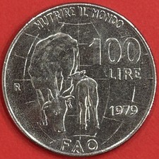 Moneta 100 LIRE ( 1979 ) • FAO NUTRIRE AL MONDO • Repubblica Italiana • SPL •