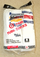Vtg Railroad Socks Striped Tube Socks 85 /15 1980's Mens Size 10-14 NIB 1980's