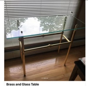 Brass and Glass TABLE - Great lines and detailing - So pretty