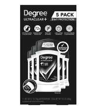 Degree Men UltraClear Antiperspirant Deodorant, Black  White, 2.7 oz, 5-pack
