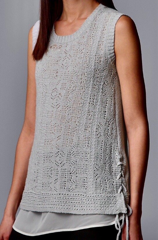SIMPLY VERA WANG Light Gray Knitted Sleeveless Pullover Top Shirt