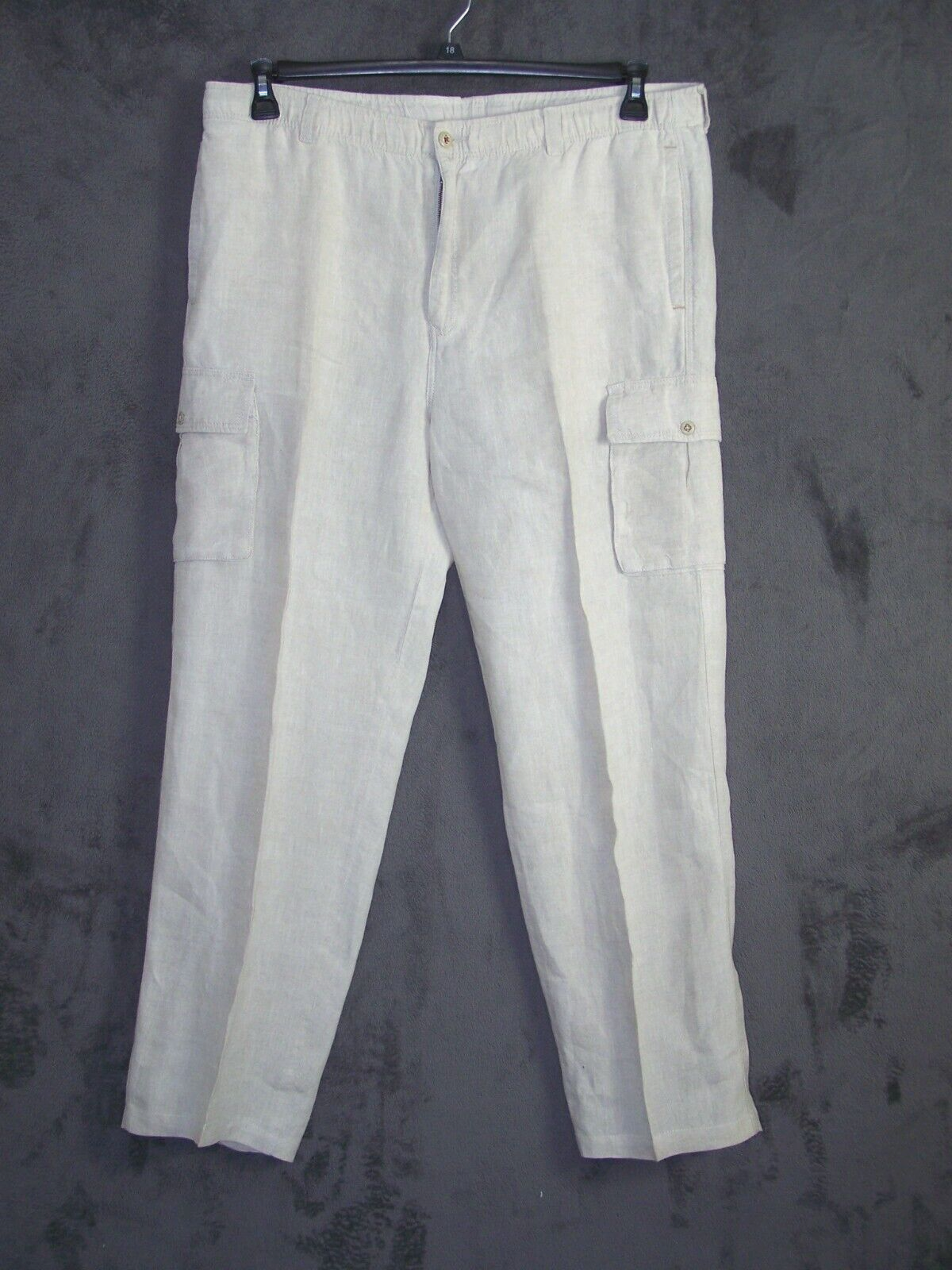 Tommy Bahama Pants Adult 38W 31L Beige Cargo Linen Straight Classic Sport Mens