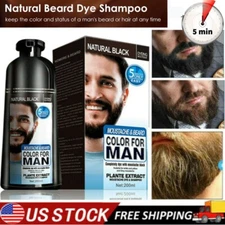 Mokeru Men Beard Mustache Natural Hair Color Shampoo Permanent Black Herbal Dye