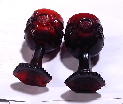 5 FIVE Avon 1876 Cape Cod Ruby Red Wine Goblets   4 1/2''