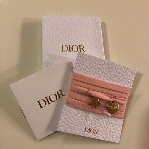 Dior Pink Bracelet Choker Gold Charm Ribbon String Novelty Giveaway F/S - Picture 6 of 24