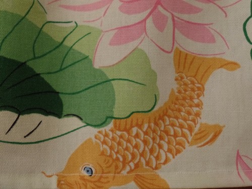 Green Lotus, Pink Flower, Gold Koi Fish, Handmade Door, Bedroom Window VALANCES - Picture 5 of 8