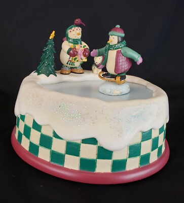 Rare Mr. Christmas Animated Mumford Skating Pond Snowman Wind up